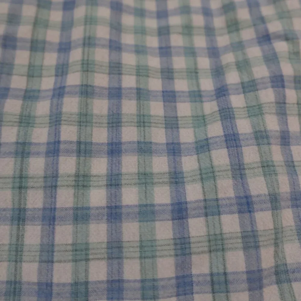 FAHERTY MEN L SHIRT‎ BUTTON DOWN COTTON NEWPORT CHECK BLUE GINGHAM LONG SLEEVE
